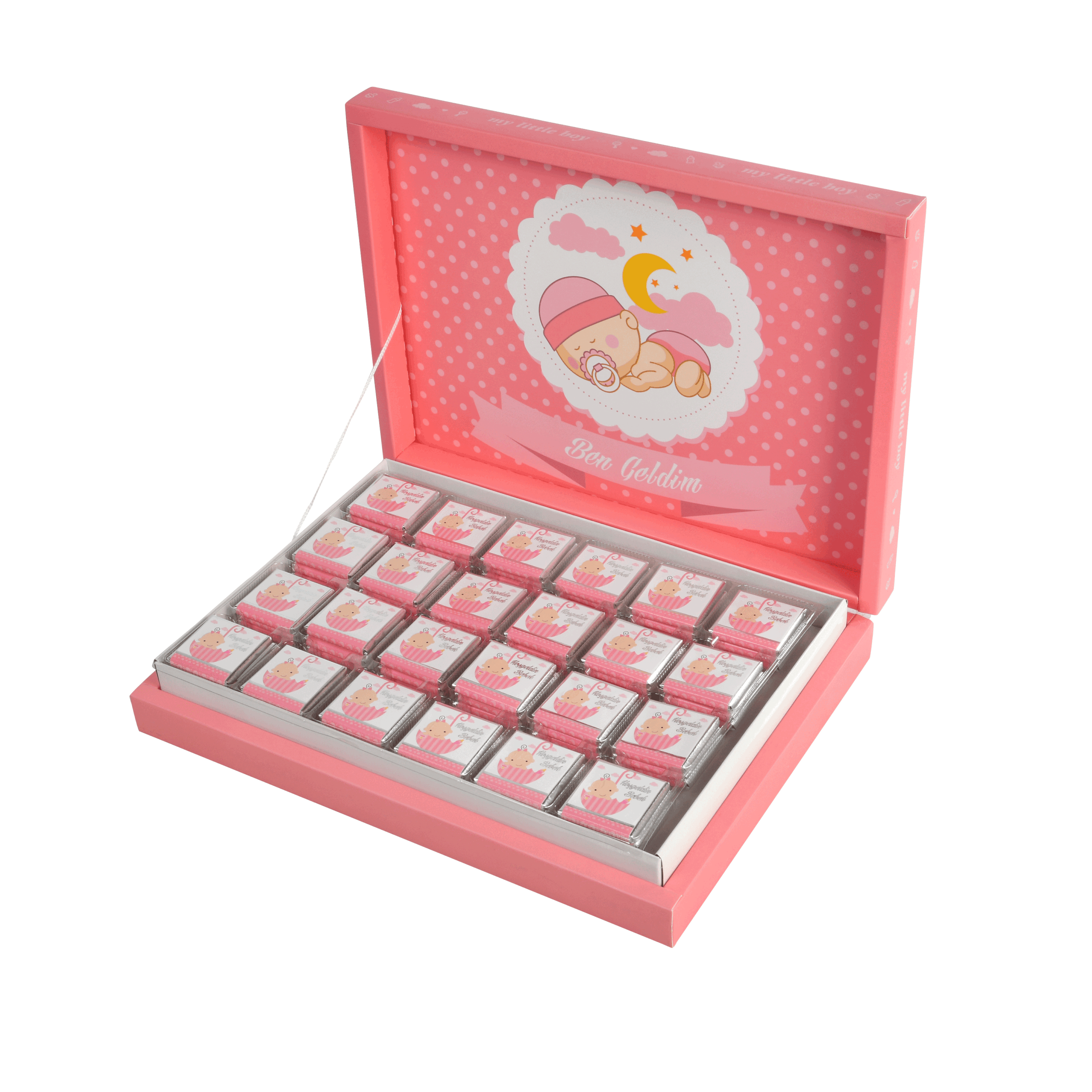 Bebek Doğdu Hediyelik Madlen Çikolata 72 Adet Pembe