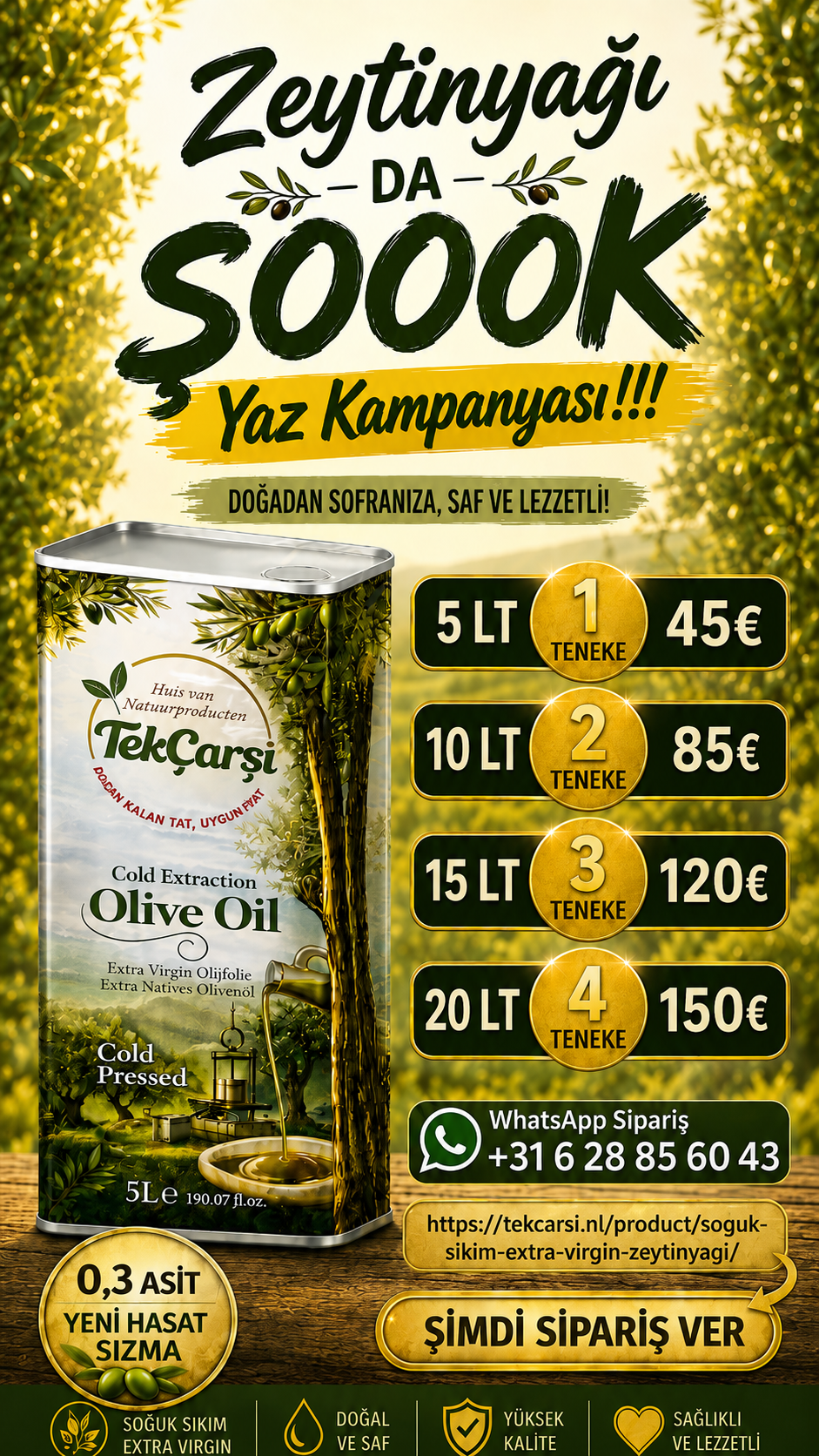 Soğuk Sıkım Extra Virgin Zeytinyağı