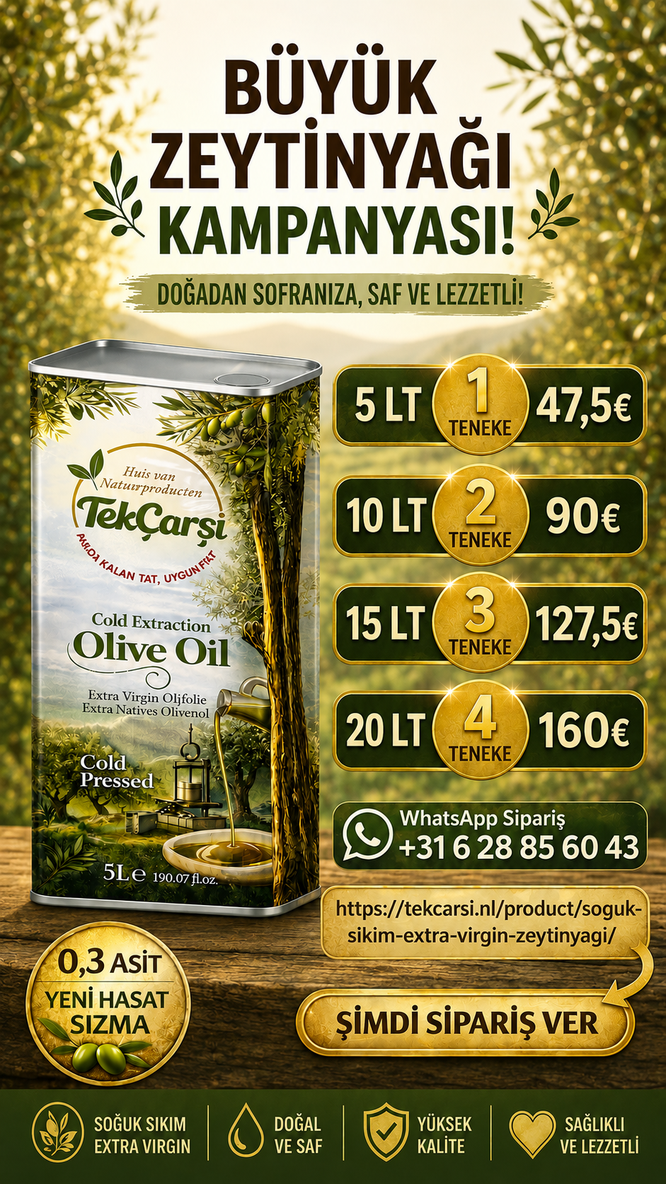 Soğuk Sıkım Extra Virgin Zeytinyağı