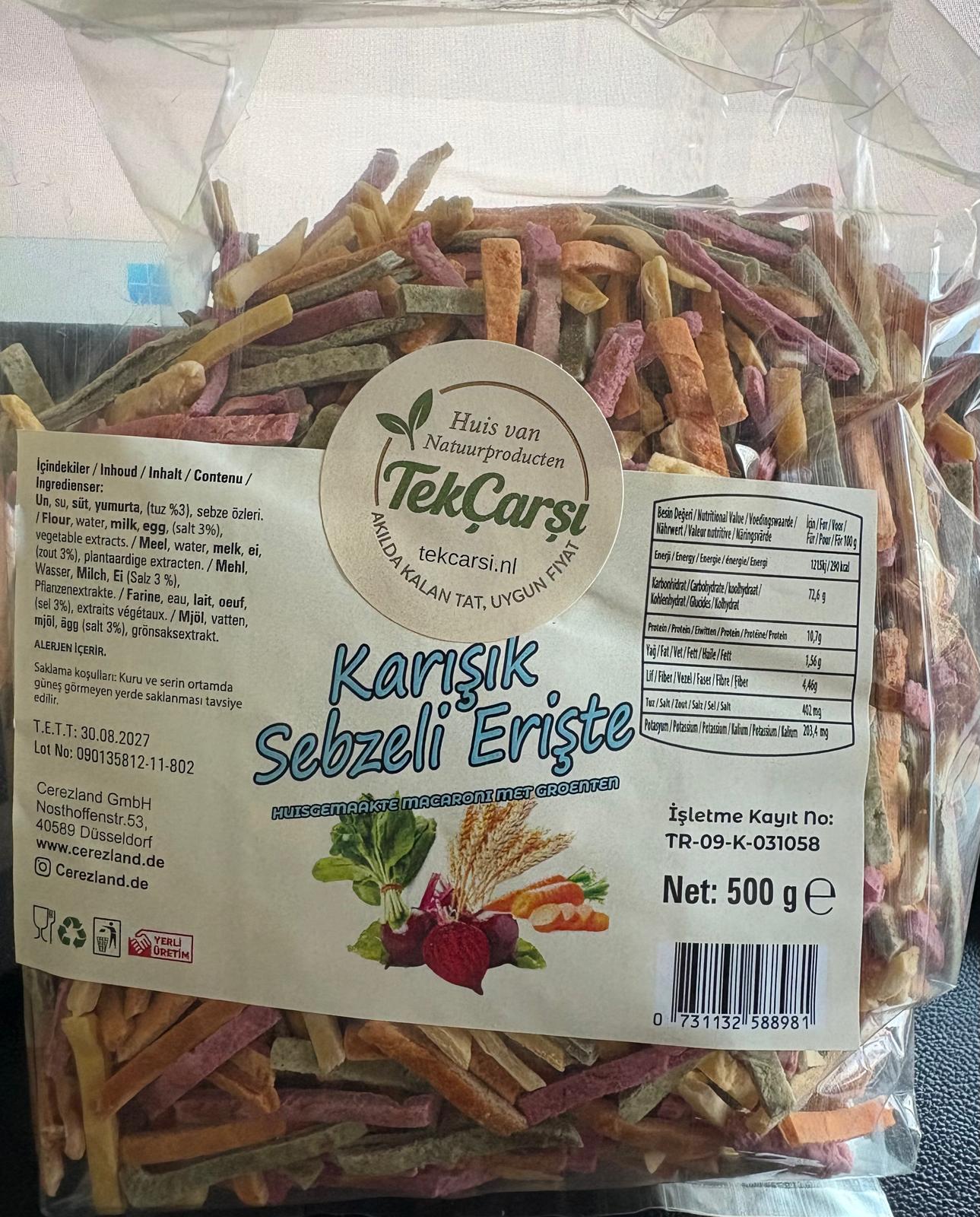 Karışık Sebzeli Köy Yumurtalı Erişte 500g