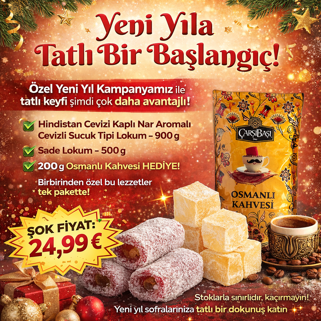 Hindistan Cevizi Kaplı Nar Aromalı Cevizli Sucuk Tipi Lokum+Sade Lokum