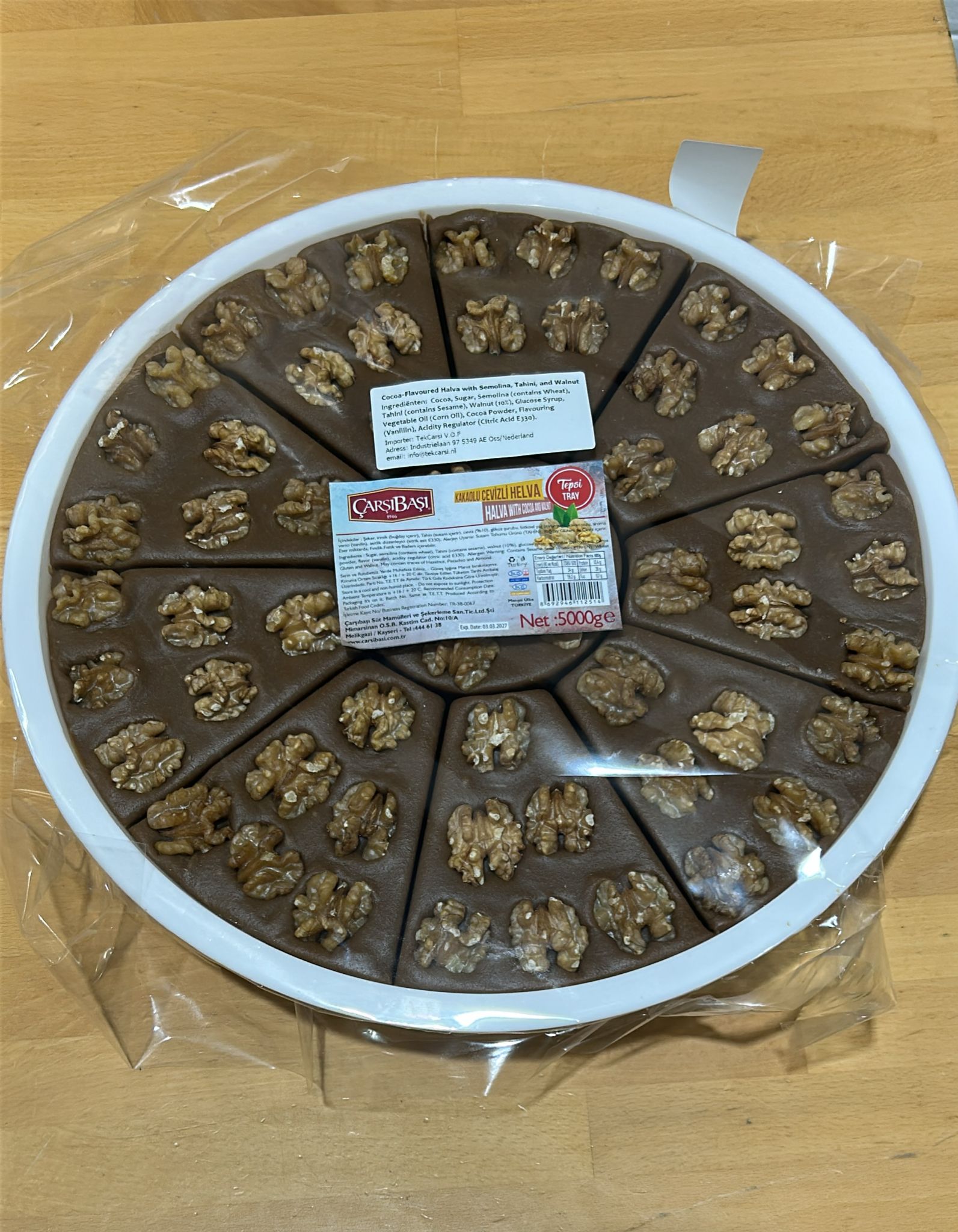 Tepsi Dilimlenmis Kakaolu Cevizli Yaz Helvası - 5 kg