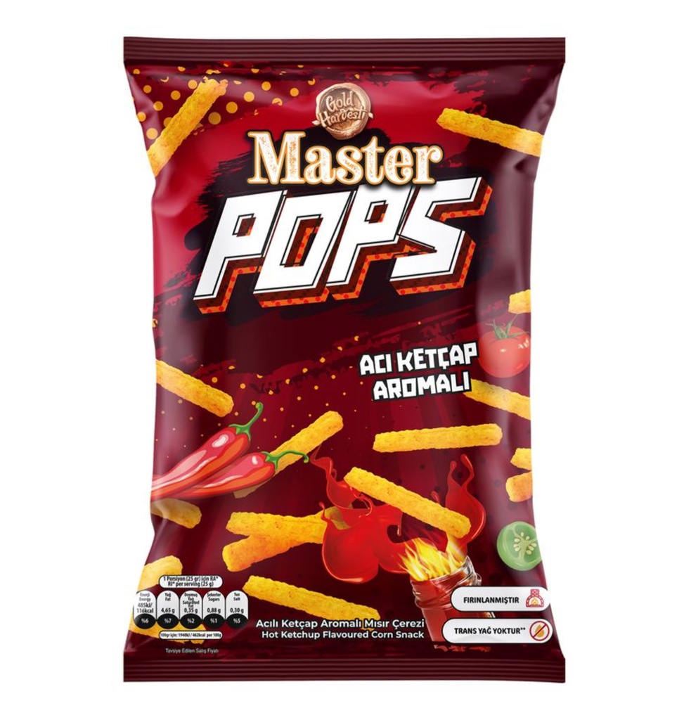 Master Pops Aci Ketçap Aromali Misir Cipsi (90gr X 16)